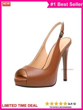Peep Toe Platform Slingback Heels 5 Inch Stiletto Pumps Dressy Party
